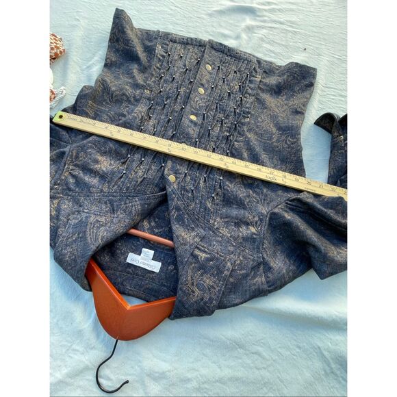 Coldwater Creek size 12 pleated, gold decor studded denim jacket. - Picture 6 of 10